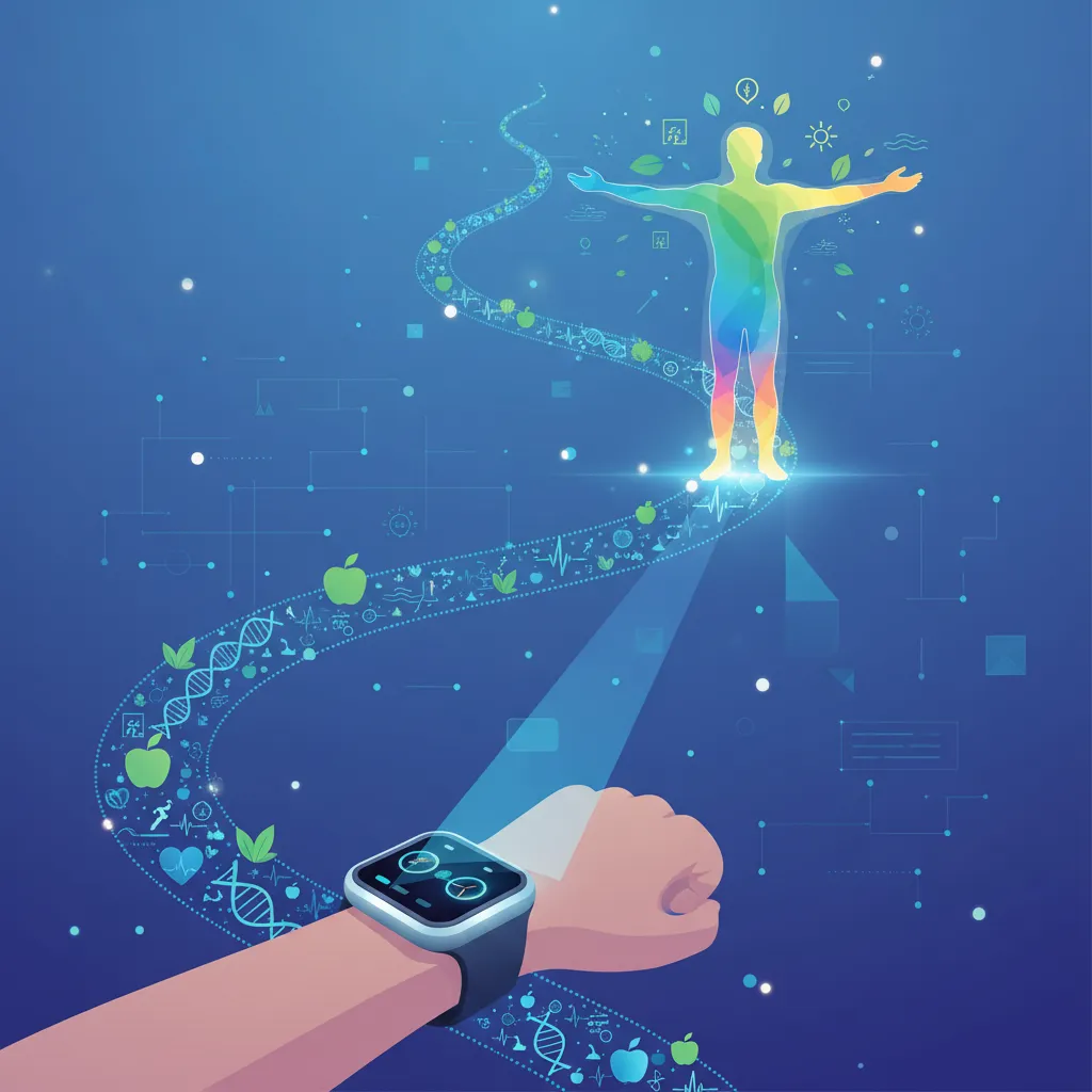 Visual metaphor for personalized wellness journey guided by wearable technology.
