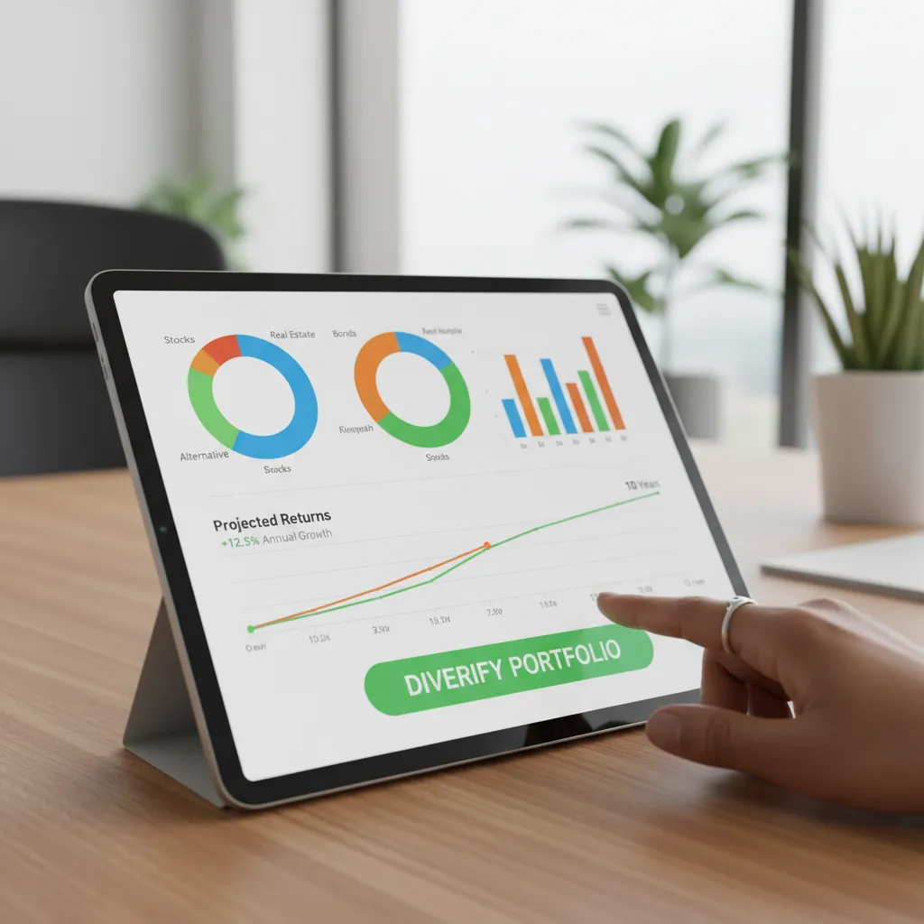 Tablet displaying robo-advisor interface with investment graphs.