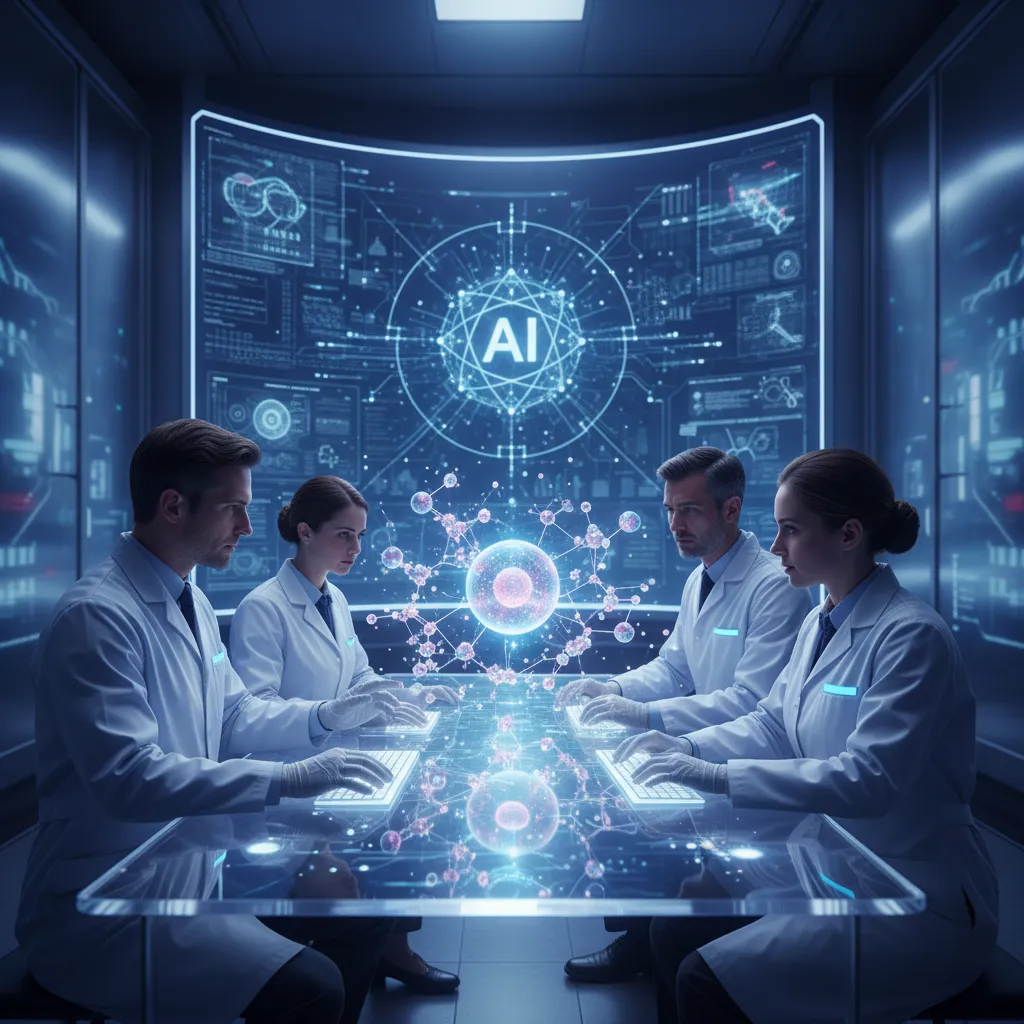 Scientists using AI for drug compound visualization