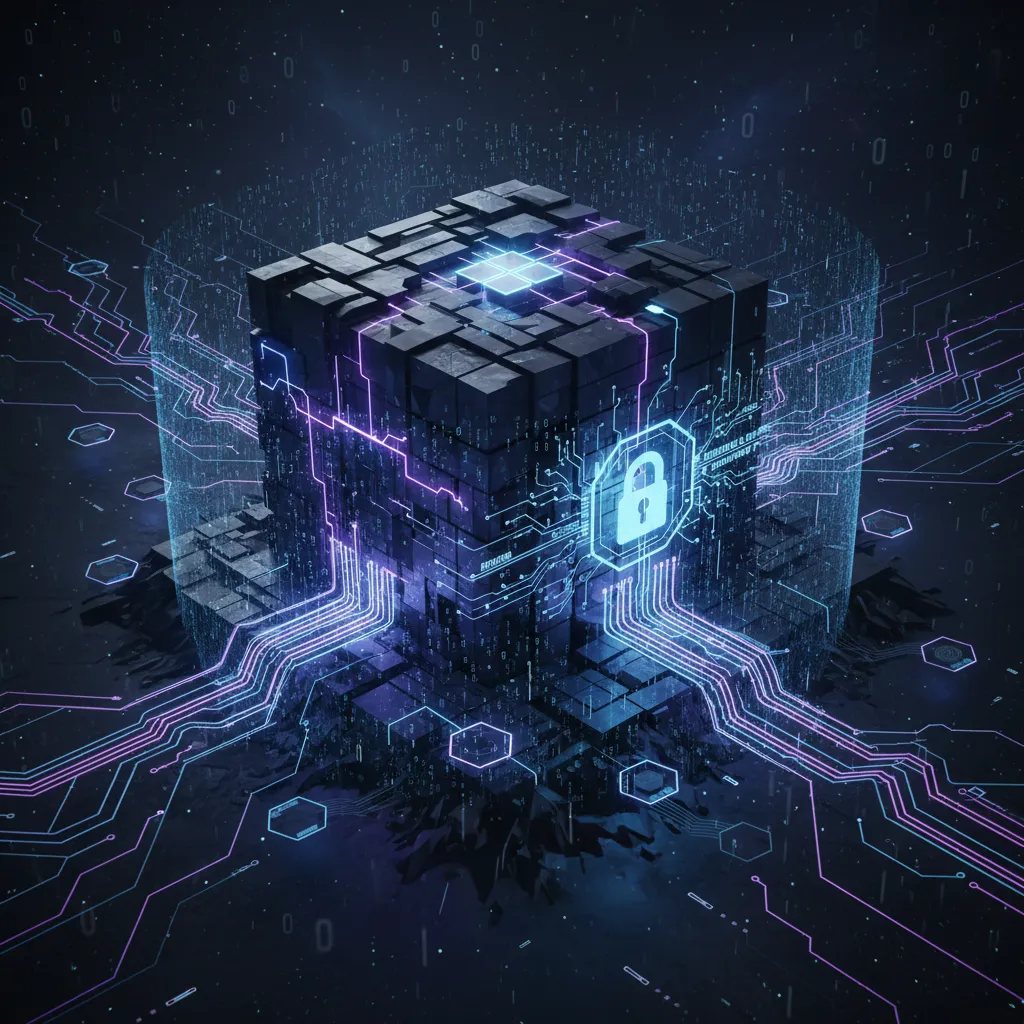 Abstract image of a secure data vault representing AI privacy