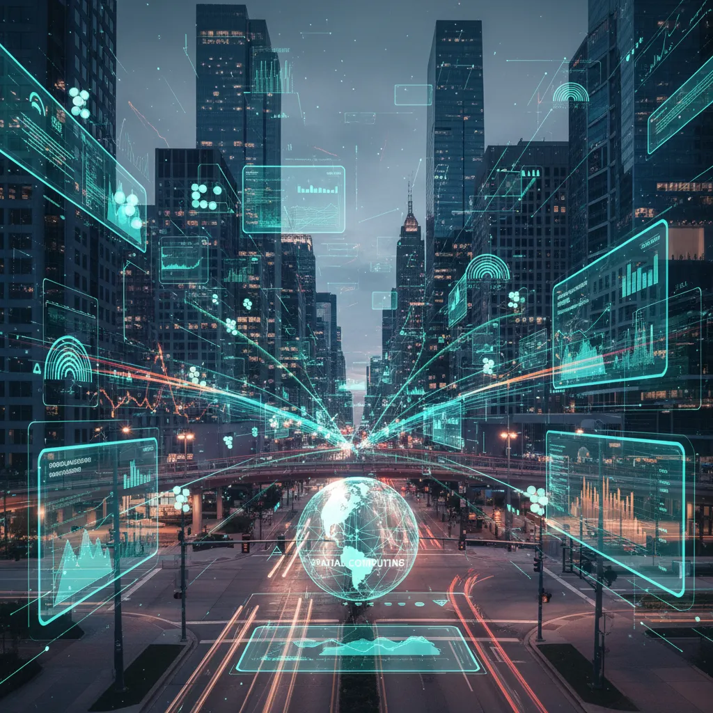 Augmented reality data points over an urban landscape for smart city planning