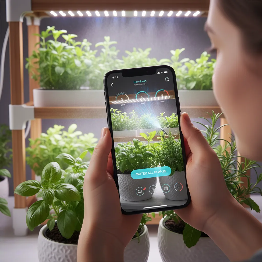 Person using a smart garden system