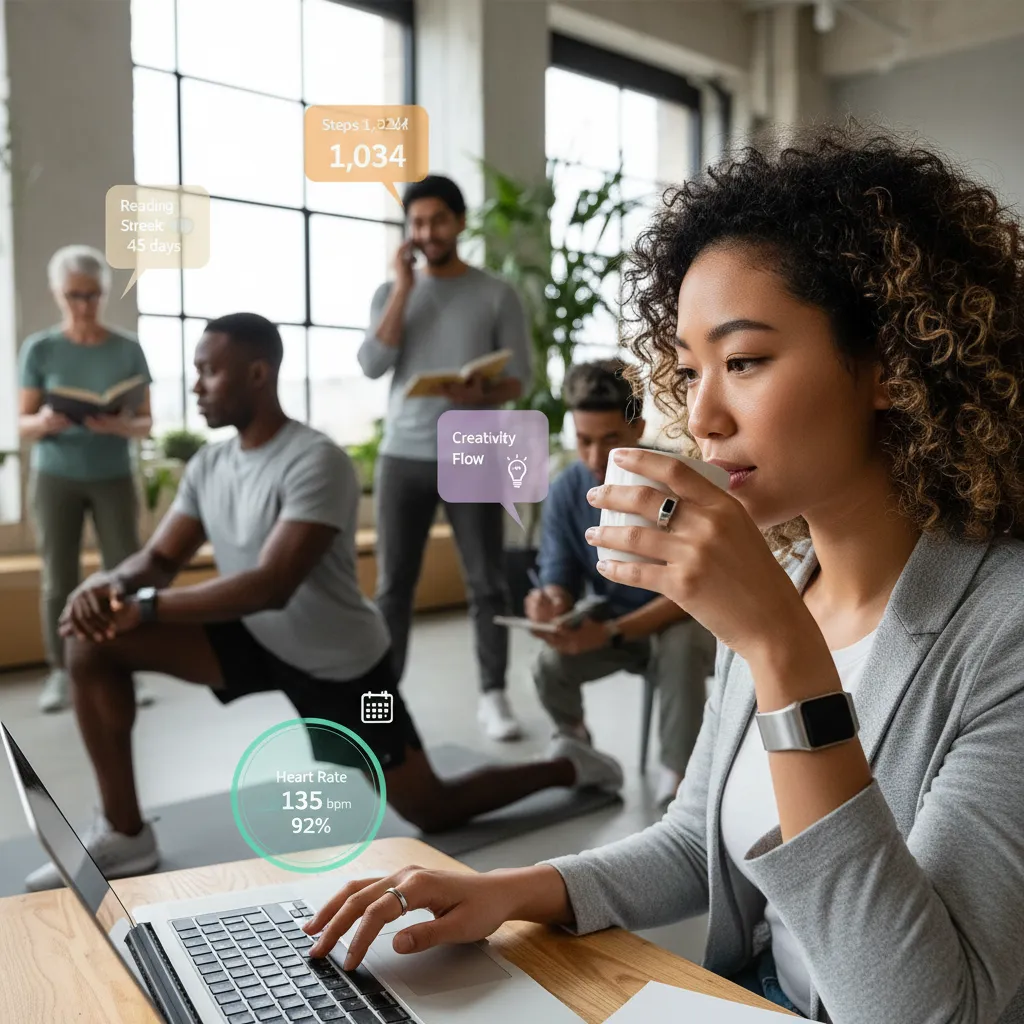 Diverse individuals wearing smart rings during daily activities, highlighting versatility.