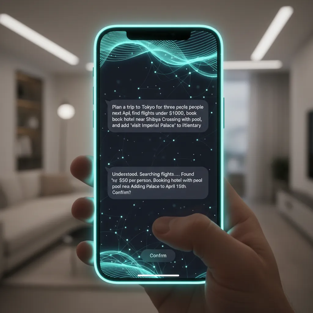 An illustration showing the new, smarter Siri interface with a glowing orb animation.