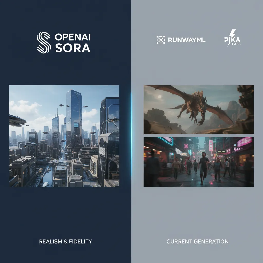 Comparison of video quality between OpenAI Sora and its competitors.