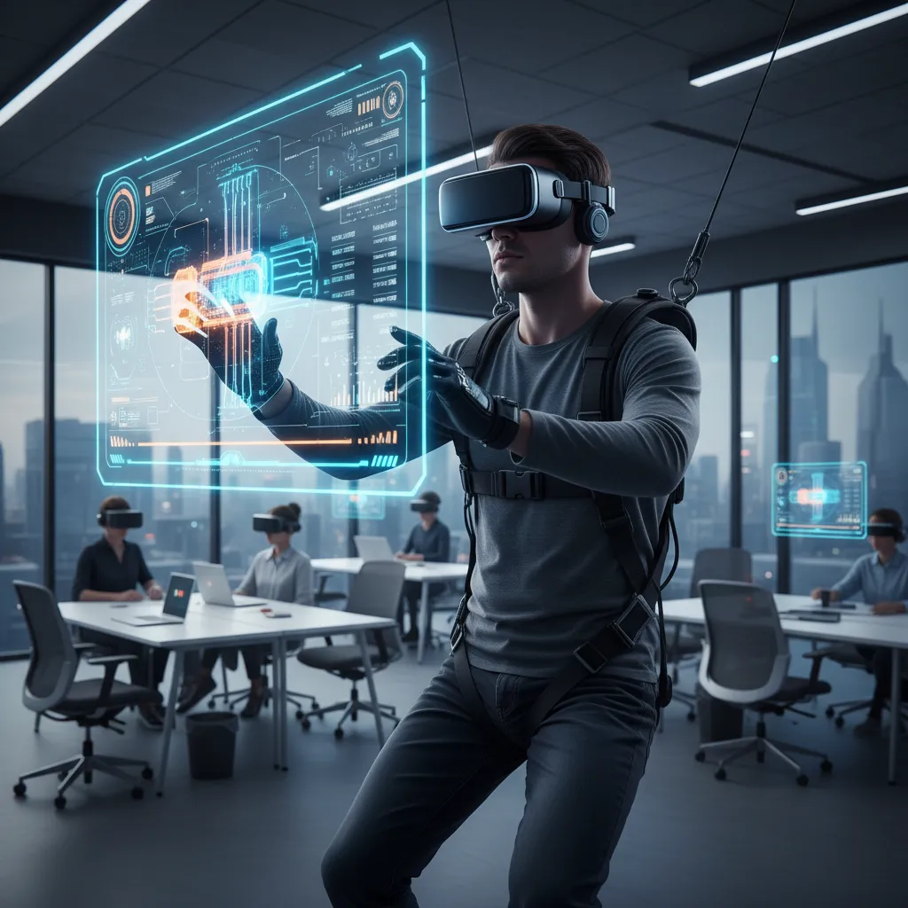 Person using VR goggles for skill training.