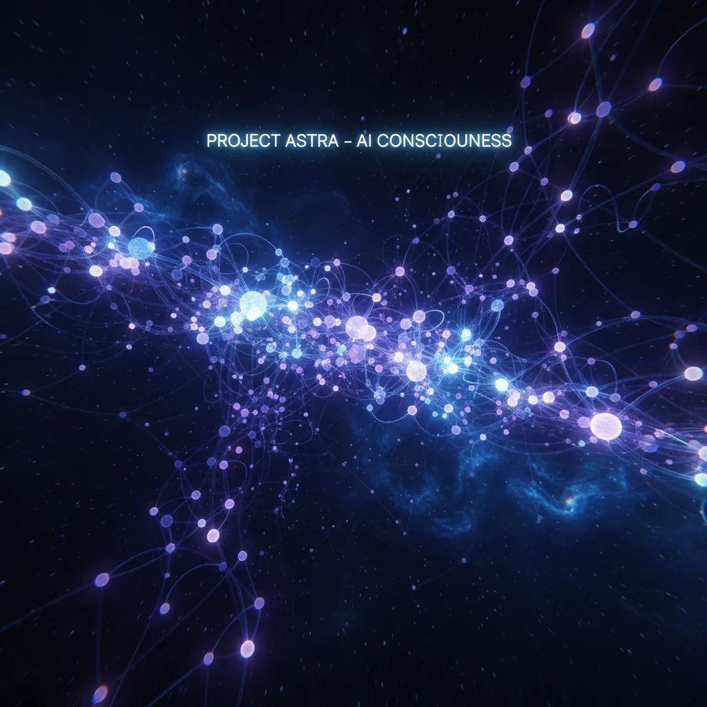 Abstract visualization of a neural network representing the AI brain of Project Astra